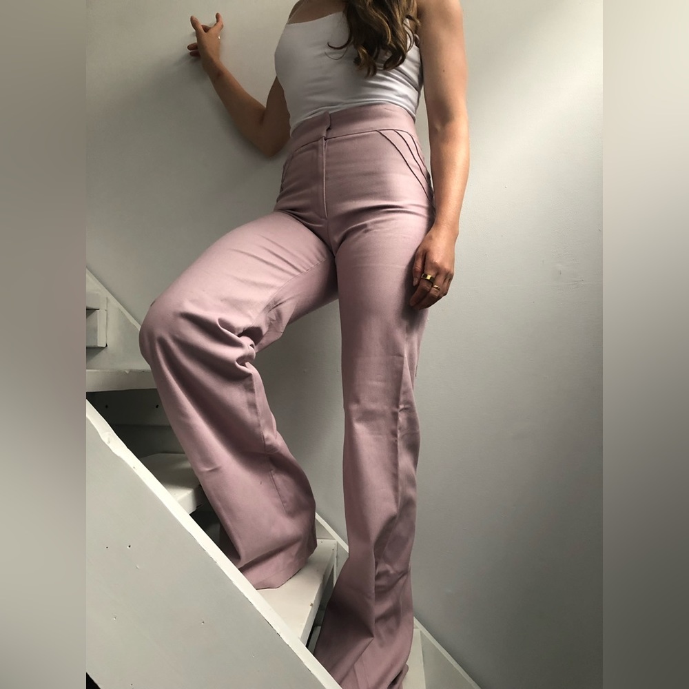 Lavender Flared Bottom Cotton Stretch Pants